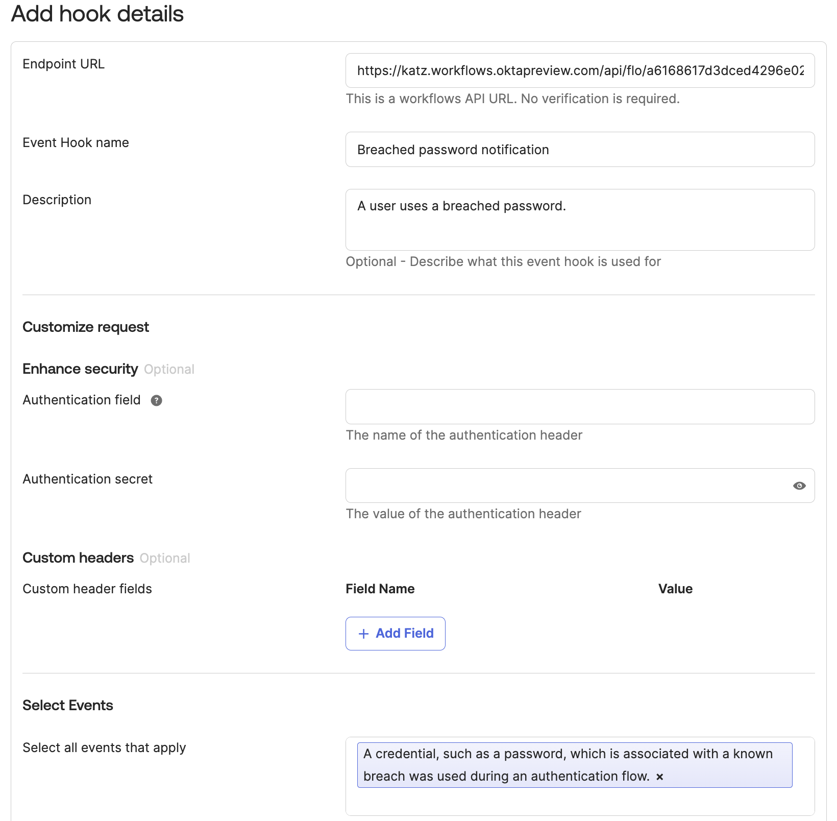 Create event hook