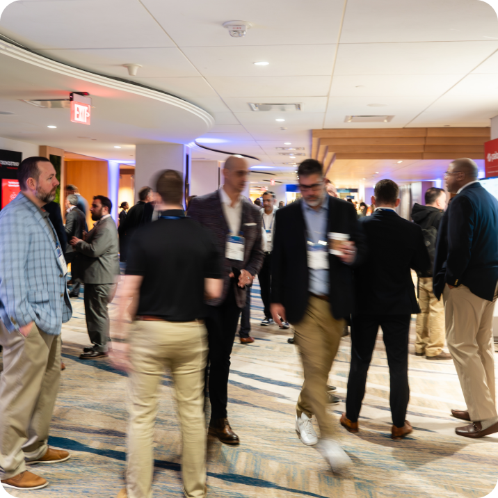 Business people in Okta conference 