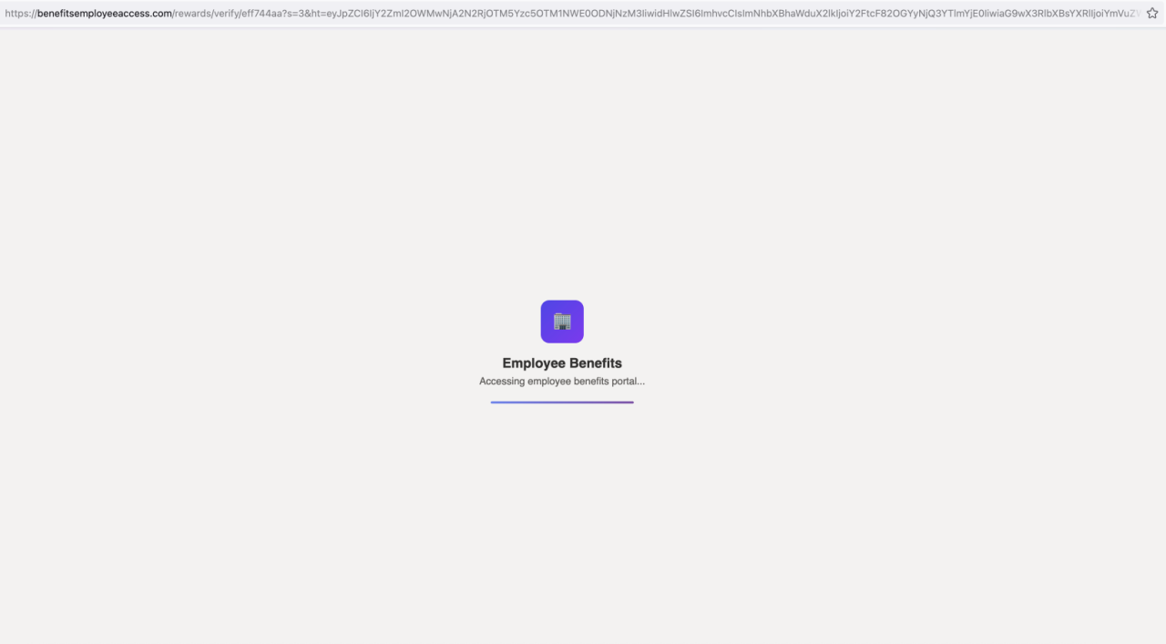 Site de phishing simula o carregamento de uma página