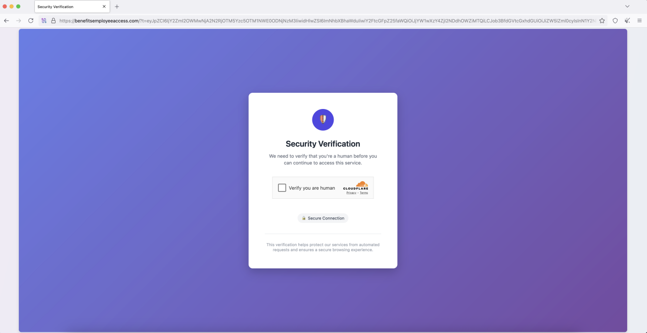 Cloudflare CAPTCHA "Verificação de Segurança"