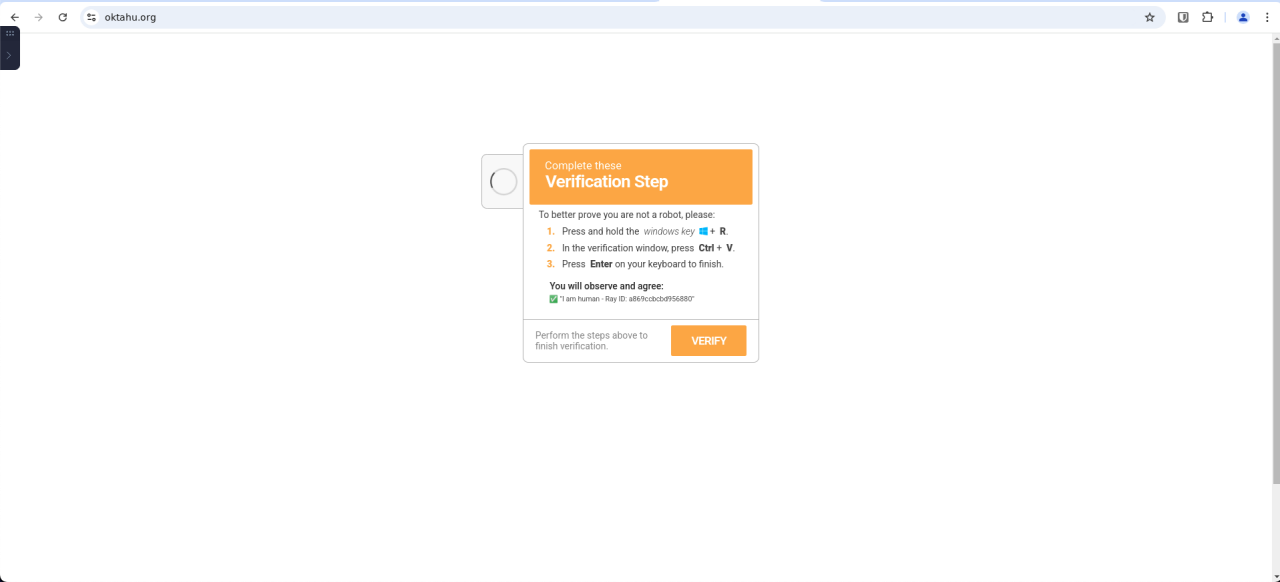 Another example of the CAPTCHA after human interaction showing a “Verification Step“