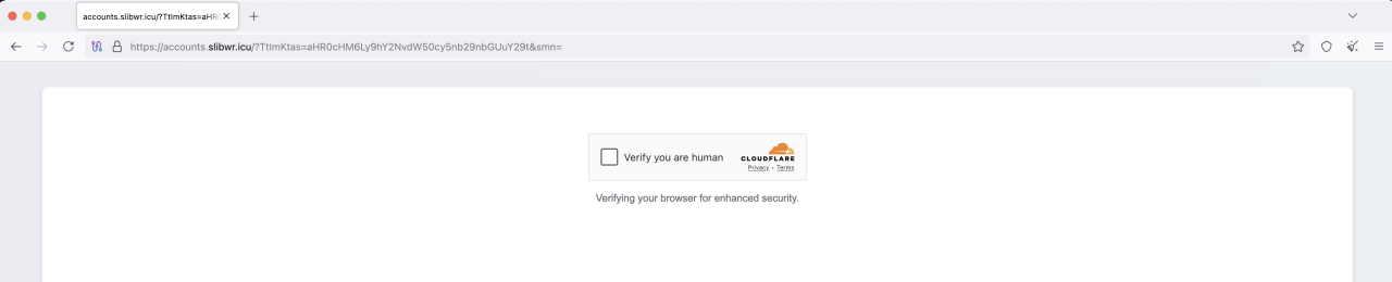 フィッシングドメイン上でターゲットユーザーに表示されるCloudflare CAPTCHA