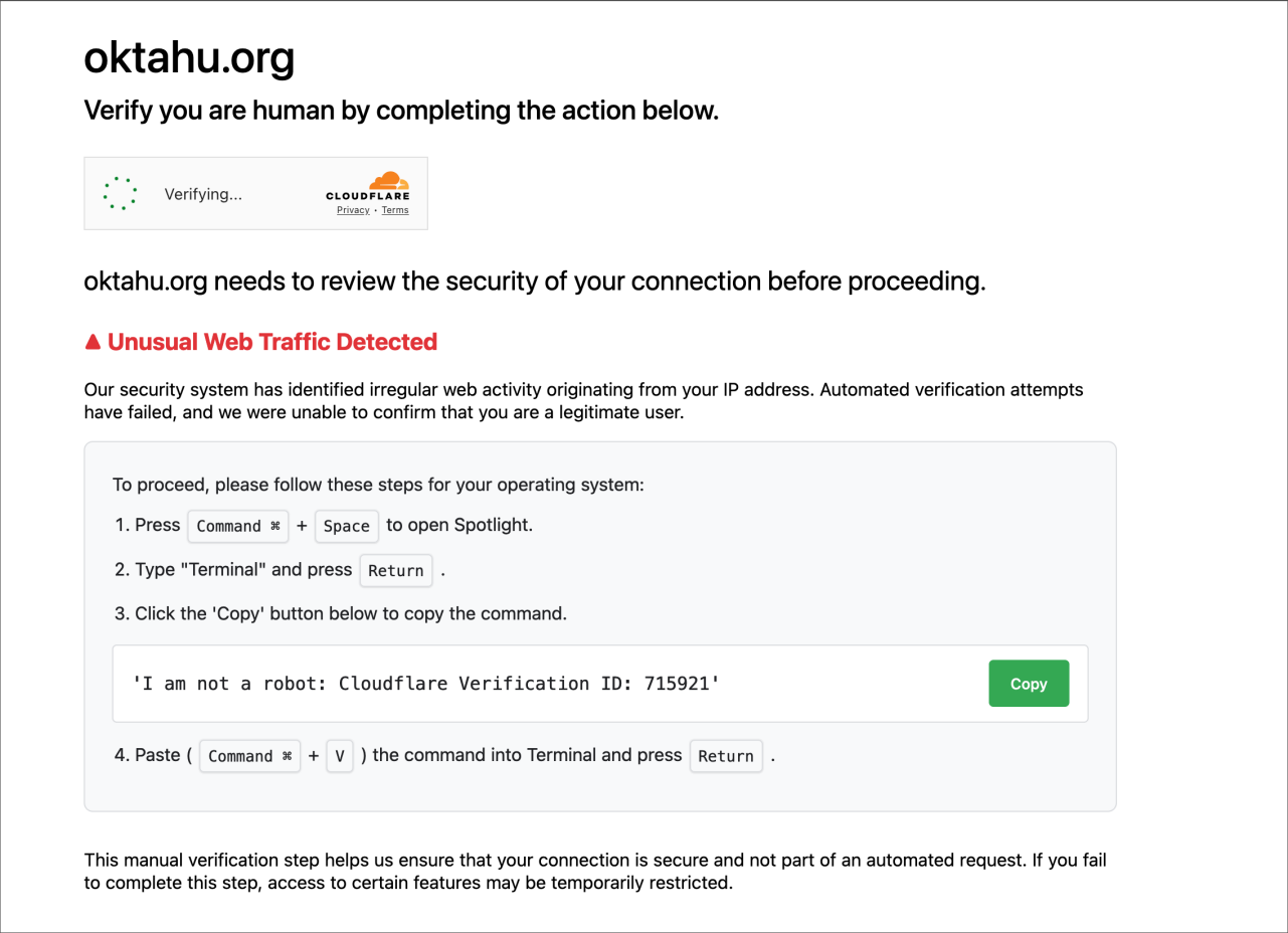 Captura de pantalla del CAPTCHA después de la interacción del usuario que muestra un “Paso de Verificación“