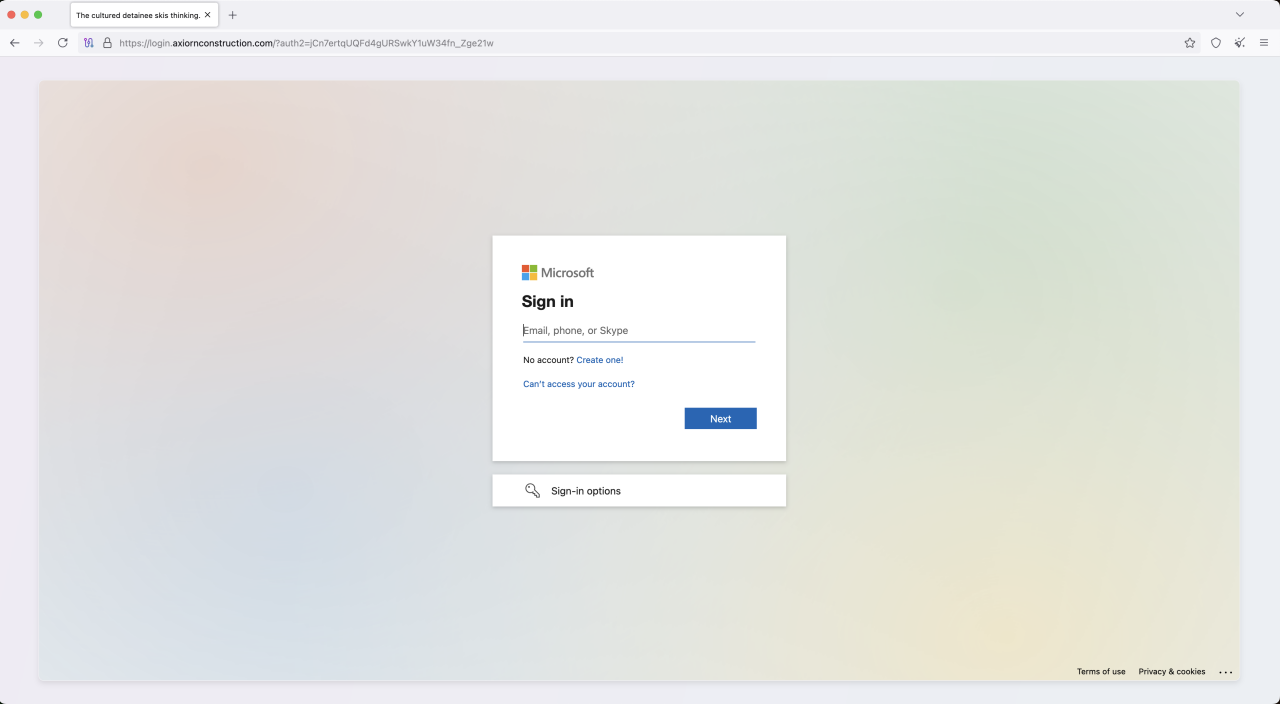 Una página de phishing de VoidProxy dirigida a cuentas de Microsoft