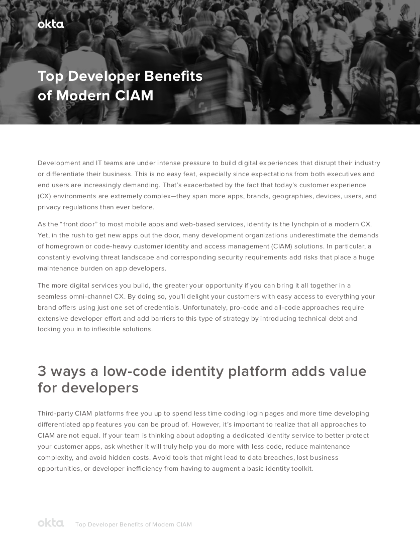 Top Developer Benefits of Modern CIAM
