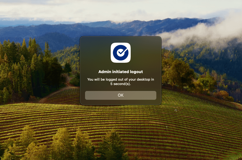 Device Logout end user screen